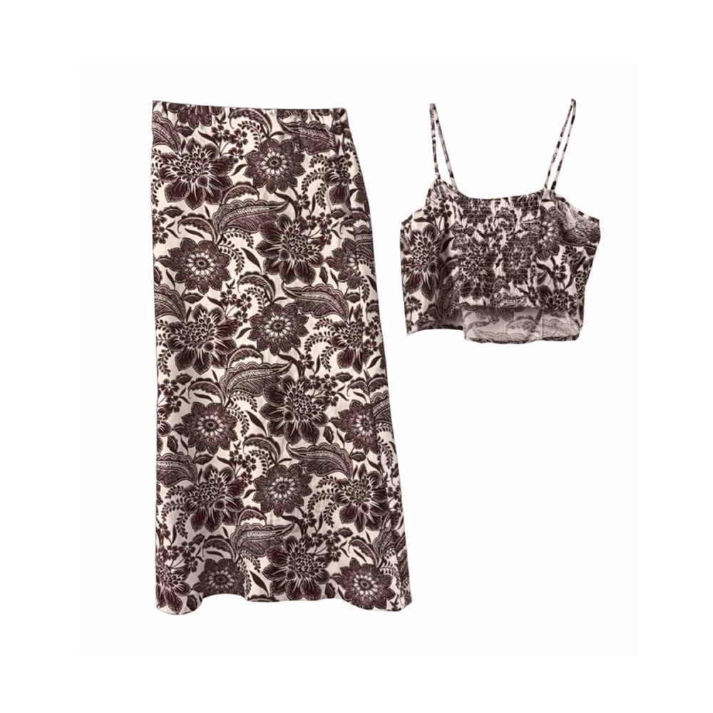 NWT Brown and White Floral 2 Piece - Picture 4 of 4